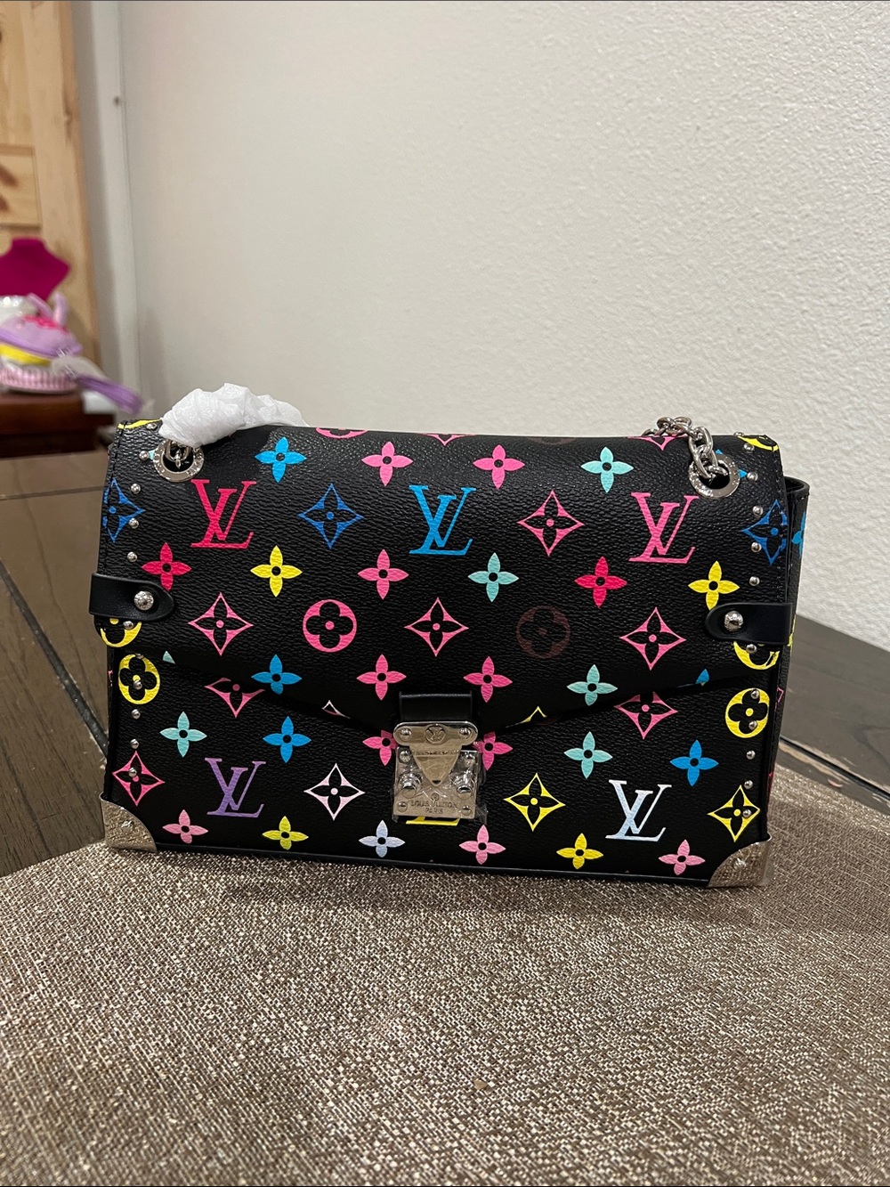 Black Multicolor Monogram Shoulder Bag
